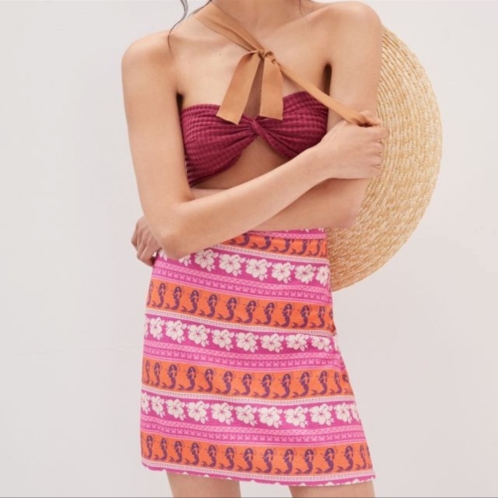 Farm Rio Mermaid Aloha Knit Mini Skirt XS